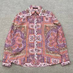 美品✨ETRO 長袖シャツ ペイズリー パープル ストレッチ イタリア製 L