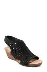 アース レディース シューズ ヒール サンダル Earthalin Wedge Sandal Women BLACK ブラックのサムネイル