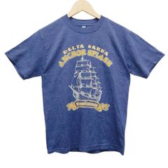 ALSTYLE アルスタイル CLASSIC Tシャツ S ネイビー DELTA GAMMA ANCHOR SPLASH 両面プリント セーリング 船 ロゴ 半袖 メンズ レディース ユニセックス 古着 アメカジ ストリート カレッジ フラタニティ