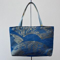 ハワイアンキルト トートバッグ【大】 ステンドグラスキルトバラ♡紺