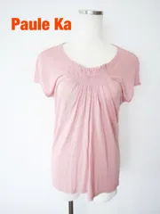Paule Ka　ポール カ　半袖ギャザーカットソー　Sサイズ　ピンク　半袖　可愛い　綺麗め　おしゃれ　お出掛け　送料込み　6468806のサムネイル