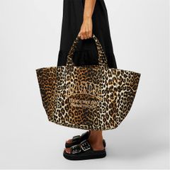 ガニー レディース バッグ ハンドバッグ GANNI Oversized Canvas Tote Bag Leopard アニマル
