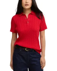 バブアー レディース アウター ニット・セーター ポロシャツ Barbour Hartland Knitted Polo Sweater Poppy Red レッドのサムネイル