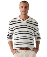 ゲス メンズ アウター ニット・セーター ポロシャツ GUESS Menstanton Striped Polo Sweater SALT WHITE MULTI ホワイトのサムネイル