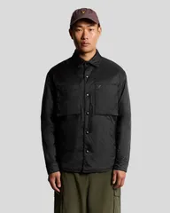 ライルアンドスコット メンズ アウター ジャケット・ブルゾン シャツ Lyle Scott Long Sleeve Collared Insulated Overshirt Jet Black ブラッのサムネイル