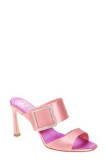 ロジェ・ヴィヴィエ レディース シューズ サンダル サテン Roger Vivier Trompette Crystal Buckle Satin Sandal Rosantico Chiaro