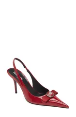 ヴェルサーチ レディース シューズ パンプス Versace Medusa Bow Pointed Toe Slingback Pump Lipstick RedPalladium レッドのサムネイル
