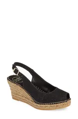 トニーポンズ レディース シューズ サンダル Toni Pons Calafell Slingback Wedgespadrille Black Fabric ブラックのサムネイル