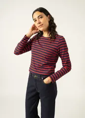 セイントジェームス レディース トップス シャツ Saint James MINQUIDAME Breton Striped Shirt with Long Sleeve NavyRed ネイビーのサムネイル
