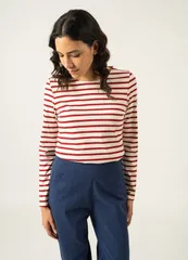 セイントジェームス レディース トップス シャツ Saint James MINQUIDAME Breton Striped Shirt with Long SleevecruMaroon エクリュのサムネイル