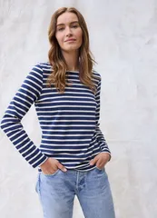セイントジェームス レディース トップス シャツ Saint James MINQUIDAME Breton Striped Shirt with Long Sleeve NavyEcru エクリュのサムネイル