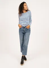 セイントジェームス レディース トップス シャツ Saint James MINQUIDAME Breton Striped Shirt with Long Sleeve WhiteRoyal Bluのサムネイル