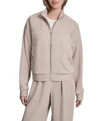 ダナキャラン レディース アウター コート ジャケット DKNY by Donna Karan Coordinating Cupro Pinstripe Stand Collar Long Sleevのサムネイル