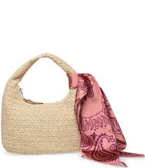 スティーブ マデン レディース バッグ Steve Madden Daena Straw Hobo Bag With Scarf Naturalのサムネイル