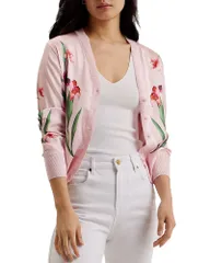 テッドベーカー レディース アウター カーディガン プリント Ted Baker Meralll Woven Front Printed Cardigan Light Pink ピンクのサムネイル