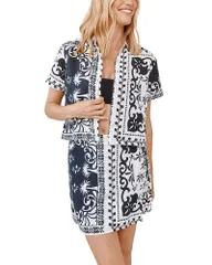 ベラダール レディース トップス シャツ Bella Dahl Bandana Short Sleeve Camp Shirtropical Bandana Printのサムネイル