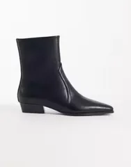 エイソス レディース シューズ ブーツ・レインブーツ アンクル ASOS DESIGN Anselow flat pointed ankle boots BLACK PU ブラックのサムネイル