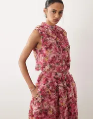 シスタージュン レディース トップス シャツ チュール ハイネック フラワー柄 フラワー Dream Sister Jane Palette floral tulle high neck top paのサムネイル