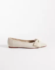 エイソス レディース シューズ パンプス ASOS DESIGN Langston bow pointed ballet flats inatural fabricationatural fabricのサムネイル
