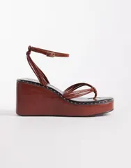 エイソス レディース シューズ サンダル ASOS DESIGN Thalia barely there toe thong wedges in conkerのサムネイル