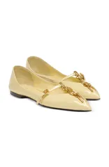 バルマン レディース シューズ パンプス Balmain Shiny lambskin Sync ballet flats Yellow イエローのサムネイル