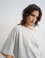 トップショップ レディース トップス Tシャツ Topshop fallen shoulder Tshirt heather Gray Heather グレーのサムネイル