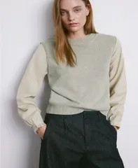 マンゴ レディース アウター ニット・セーター MANGO Womens Combined Knitted Sweater Aqua Green アクアのサムネイル