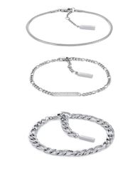 カルバンクライン レディース アクセサリー ブレスレット・バングル・アンクレット Tシャツ Calvin Klein Stainlessteel 3Pc Set Mixed Chain Bracele