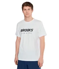 ブルックス メンズ トップス シャツ ショートパンツ グラフィック Brooks Graphic Shortsleeve WhiteBlack ホワイトのサムネイル