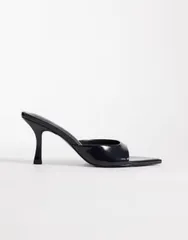 エイソス レディース シューズ サンダル ヒール ASOS DESIGN Hotline pointed toe heeled mules Black ブラックのサムネイル