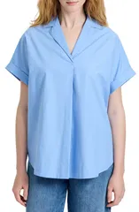 フレンチコネクション レディース トップス シャツ コットン French Connection Cotton Poplin Popover Top Blue Hydrangea ブルーのサムネイル