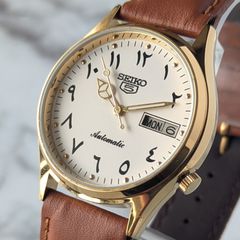 稼働品 SEIKO セイコー5 自動巻き 80s ヴィンテージ グレー文字盤 格子