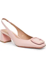 サントーニ レディース シューズ パンプス レザー ヒール Santoni Leather midheel slingback Pink ピンクのサムネイル
