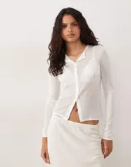 エイソス レディース アウター カーディガン シアー ASOS DESIGN sheer second skin cardigan in cream クリームのサムネイル
