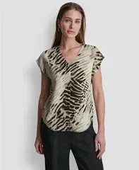 ダナ キャラン ニューヨーク レディース トップス シャツ Vネック ノースリーブ リネン DKNY Womens 100 Linen VNeck Sleeveless Top Brushed Sanのサムネイル