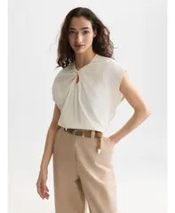 スコッチアンドソーダ レディース トップス シャツ SCOTCH SODA Women s Twisted Neckline Tops and Tees Eggnogのサムネイル