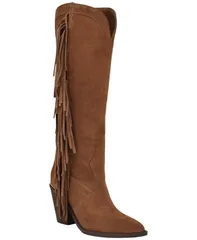 ゲス レディース シューズ ブーツ・レインブーツ フリンジ ヒール GUESS Womensashle Western Fringe Knee Higheeled Boot Brown Suede ブのサムネイル