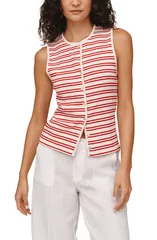 ベラダール レディース トップス シャツ ノースリーブ ニット Bella Dahl Sleeveless Front Button Knitop SUNSET SAIL STRIPE ストライプのサムネイル