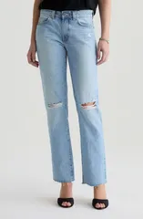エージー レディース ボトムス デニムパンツ ストレート ローライズ ジーンズ AG Sandra Ripped Low Rise Slim Straight Leg JeansOFT FOCUS Dのサムネイル
