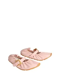 バルマン レディース シューズ パンプス レザー Balmain Womens Anthem Smooth Leather Ballet Flats Pink ピンクのサムネイル