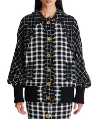 バルマン レディース アウター ジャケット・ブルゾン ツイード Balmain Oversized Bomber Jacket in Mixed Tweed Black ブラックのサムネイル
