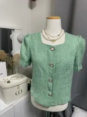 正規品) MIXXO ミッソ ツイード スクエアネック 半袖 ジャケット兼ブラウスのサムネイル