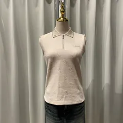 要S　　/ IRISHMAN アイリッシュマン ゴルフ　GOLF　スポーツ　トレーニング　ベスト　shirt　ノースリーブ　シャツ　ロゴ　総柄　ジレ レディース　ladies　被り　オフホワイト　Sサイズ 36 7号のサムネイル