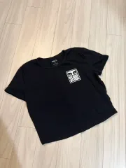 M OBEY SEOUL ソウル クロップド 半袖Tシャツ 黒のサムネイル