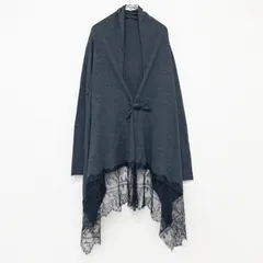 VALENTINO ヴァレンティノ ショールカーディガン レース 異素材 シルク カシミヤ グレー イタリア製 レディース M b02502のサムネイル