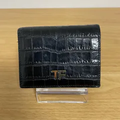 極美品　トムフォード TOM FORD 二つ折り財布 コンパクトウォレット クロコ型押し レザー TFロゴ ゴールド金具 ブラック 黒 箱・保存袋付き メンズ レディース ユニセックス イタリア製　18706のサムネイル