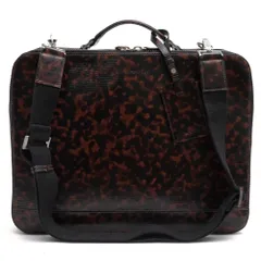 アルマーニ／EMPORIO ARMANI バッグ ブリーフケース ビジネスバッグ 鞄 ビジネス メンズ 男性 男性用 エナメル パテント レザー 革 本革 ダークブラウン 茶 ブラウン  YH396 YEMI45 レオパード 2WAY ショルダーバッグのサムネイル