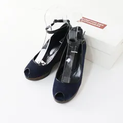 美品 コントワーデコトニエ COMPTOIR DES COTONNIERS ウェッジ ヌバック サンダル 37■ネイビー オープントゥ 23.5cm 【2400015083926】のサムネイル