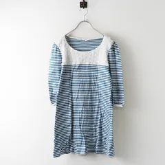トゥービーシック to be chic チュールフラワー切替 ボーダーチュニックカットソー 2■ホワイト ブルー ワンピース【2400015084152】のサムネイル