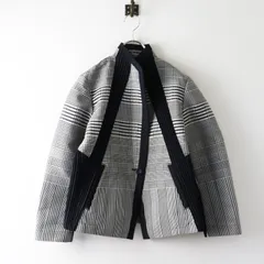 イッセイミヤケ ISSEY MIYAKE 千鳥格子柄 プリーツ ジャケット 2｜ブラック ホワイト アウター 前開き【2400015083360】のサムネイル